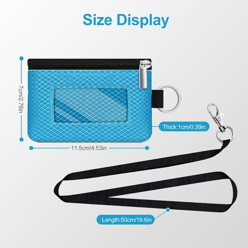 CCUMI Minimalist RFID Blocking Small Wallet with ID Window,WaterResistant Zip Id Case Wallet with Lanyard Keychain for Cards,Cash,Travel,Women,Men (Lake Blue) - Image 5